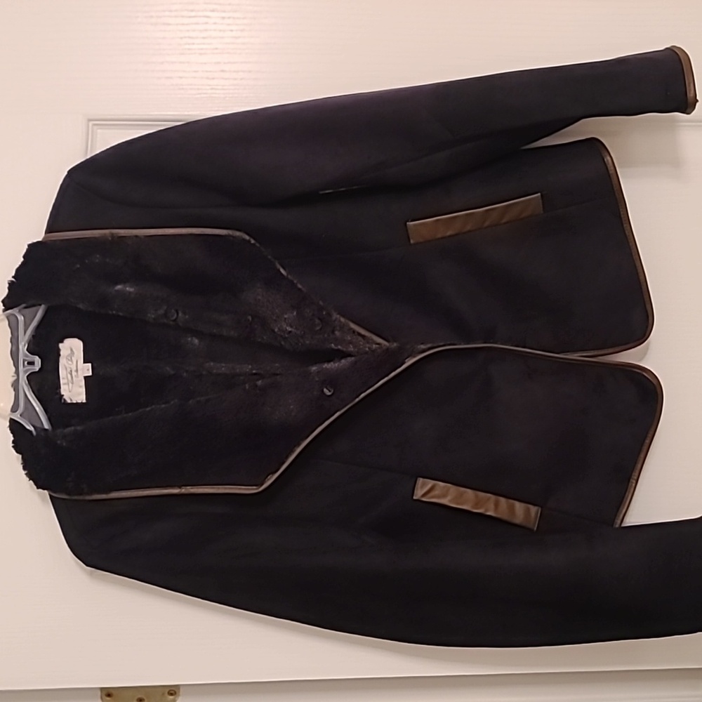 NWT Tasha Polizzi Faux Shearling Jacket w/ removable Leopard Fur Collar Size L - Picture 5 of 7
